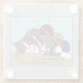 ヤーン編み物おもしろい猫 ガラスコースター (裏面)