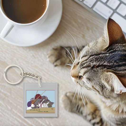 ヤーン編み物おもしろい猫 キーホルダー