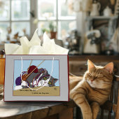 ヤーン編み物おもしろい猫 ラージペーパーバッグ