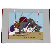 ヤーン編み物おもしろい猫 ラージペーパーバッグ (正面)