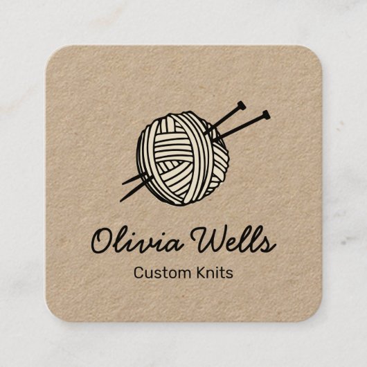 ヤーン編み物クロチェットボールクラフトスクエアブー スクエア名刺 (正面)