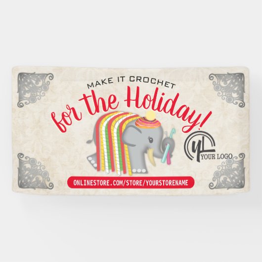 ヤーン象のクロシェ針のフックのクリスマスのクラフトショー 横断幕 (横)