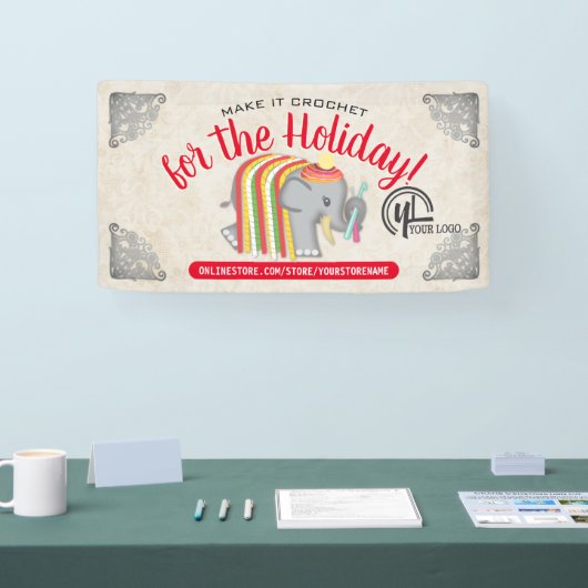 ヤーン象のクロシェ針のフックのクリスマスのクラフトショー 横断幕 (トレードショー)