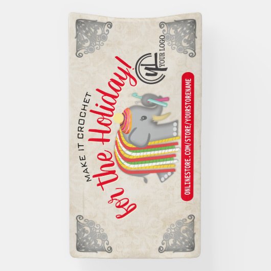 ヤーン象のクロシェ針のフックのクリスマスのクラフトショー 横断幕 (縦)