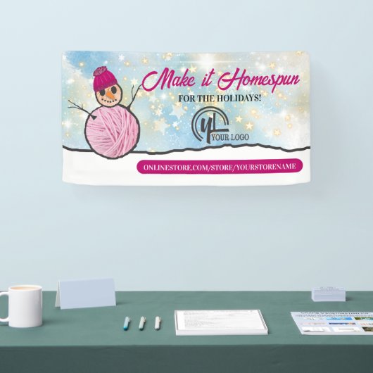 ヤーン雪だるま編み物クロシェのホームズパン工芸ショー 横断幕 (トレードショー)