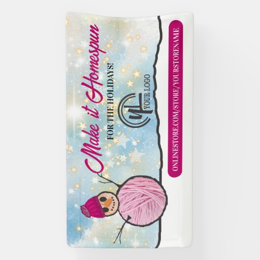 ヤーン雪だるま編み物クロシェのホームズパン工芸ショー 横断幕 (縦)