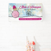 ヤーン雪だるま編み物クロシェのホームズパン工芸ショー 横断幕 (インサイチュ)