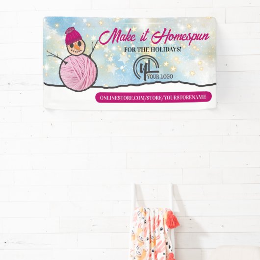 ヤーン雪だるま編み物クロシェのホームズパン工芸ショー 横断幕 (インサイチュ)