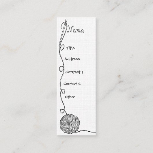 ヤーン、糸、及び針のグラフィック スキニー名刺 (正面)