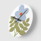 ユсシンプルー青い花 ラウンド壁時計 (傾斜)