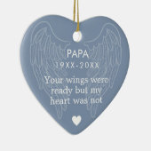 ユアウィングスパーソナライズされたメモリアルハートブルー セラミックオーナメント (右)
