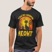 ユアクレピ不気味ン・ミース怖いハロウィン猫 Tシャツ (正面)