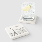 ユアネームインパリエッフェルタワーハートエンジェルウィング ストーンコースター (横)