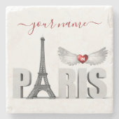 ユアネームインパリエッフェルタワーハートエンジェルウィング ストーンコースター (正面)