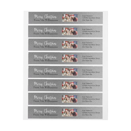 ユアフォトシルバーメリークリスマス差出人住所 ラップアラウンドラベル (シート)