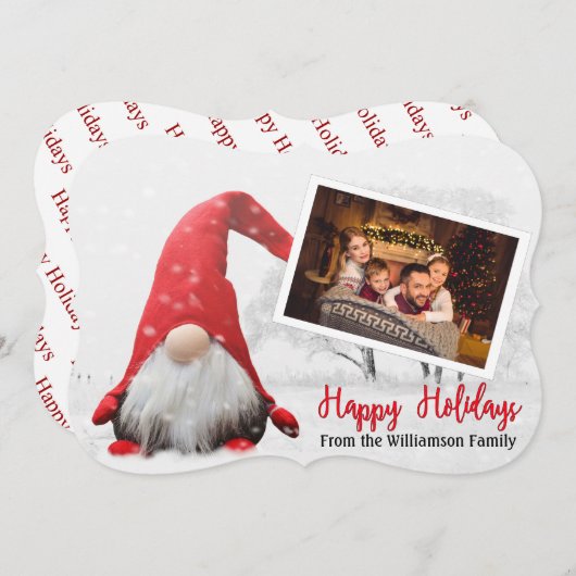 ユアフォトスノーウィー格言ファンシーがハッピーホリデーを切り取る シーズンカード (正面/裏面)