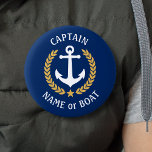 ユアボートネームキャプテンいかり金ゴールドローレルネイビー 缶バッジ<br><div class="desc">船名パーソナライズされた、姓名、その他の希望する文字と船長の称号、または必要に応じてその他の階級を持つボタン。いかりカスタム設計のボート葉、航海の金ゴールドスタイルの照明テーマ、ネービーブルーの星章などを使用し、現在のに合わせて原色を簡単に調整できます。父の日、母素晴らしの日、誕生日、または大事な行事の贈り物を作ります。</div>