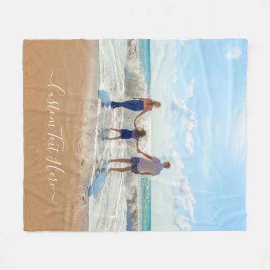 ユアユニークウンデザインフカスタムォト文字 フリースブランケット (正面(横))