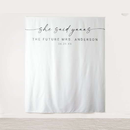 ユア・ゲストがヤアース！と叫ぶ面白いウェディングシャワーの装飾用背景 タペストリー (正面)