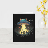 ユエファ ねこ キティ かわいい 宇宙 宇宙船 エイリアン 面白い カード (黄色い花)