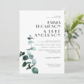 ユエレガントミニマルーカリ葉グリー結婚ズ 招待状 (スタンド正面)