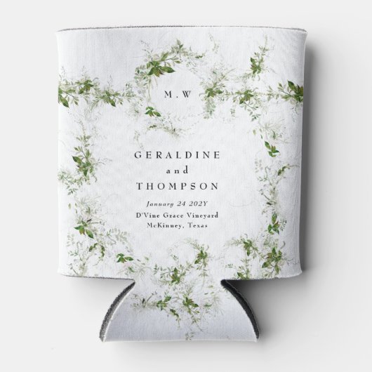 ユエレガントーカリプトゥス結婚モノグラムの贈り物 缶クーラー (正面)