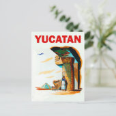 ユカタン半島のピラミッドと古代建築、レトロ調 ポストカード (スタンド正面)