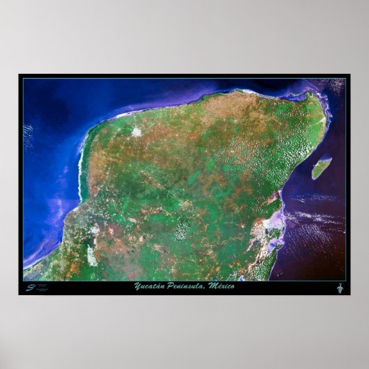 ユカタン半島、メキシコ衛星ポスター ポスター (正面)