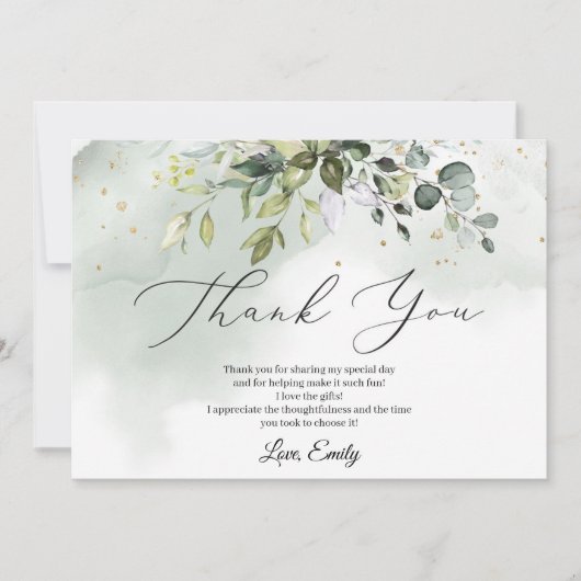 ユカリの葉のボホブライダルシャワー サンキューカード (正面)