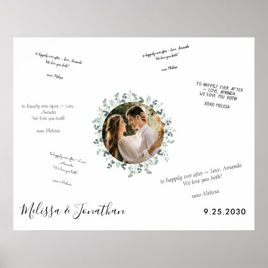 ユカリプタスの写真を使った結婚式のゲストブック代替案 ポスター (正面)