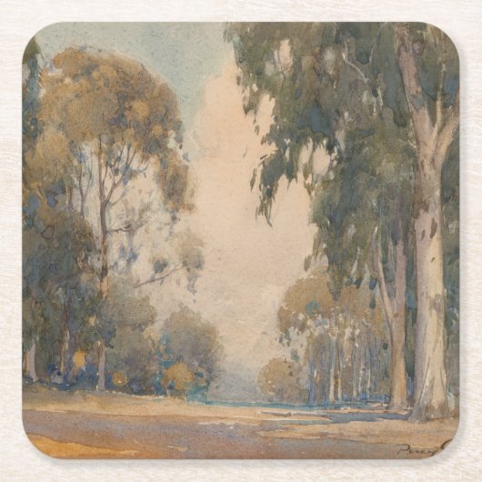 ユカリプタス (1922) – 繊細な水彩植物画 スクエアペーパーコースター (正面)