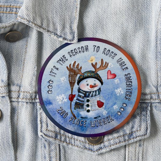 ユガミセーター2位受賞者 FUNNY SNOWMAN バッジ