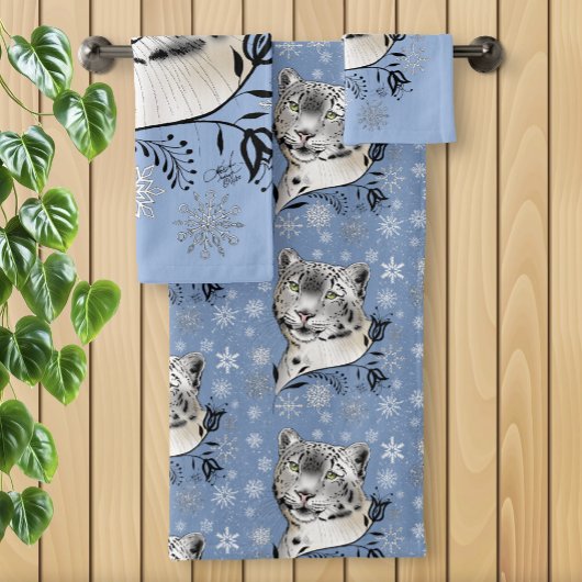 ユキヒョウと雪の結晶 バスタオルセット