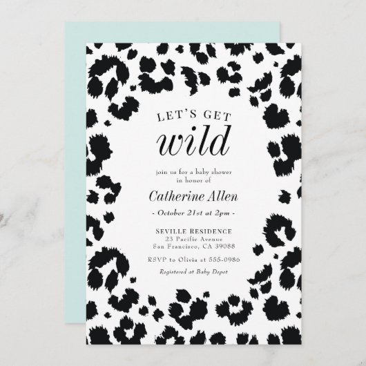 ユキヒョウにベビーシャワーの招待状を出してもらおう 招待状 (正面/裏面)