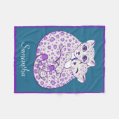 ユキヒョウのカブスの抱きしめる名前をカスタムする フリースブランケット (正面(横))