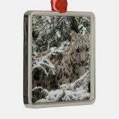 ユキヒョウのカブスの隠れること メタルオーナメント (右)