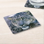 ユキヒョウのクローズアップ スクエアペーパーコースター (アングル)
