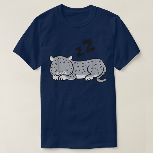 ユキヒョウのパジャマかわいい眠るユキヒョウ Tシャツ (デザイン正面)
