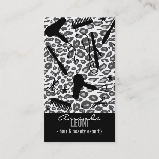 ユキヒョウのプリントのサロンは垂直に用具を使います 名刺 (正面)