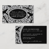 ユキヒョウのプリントのヘアーサロン用具(カスタム) 名刺 (正面/裏面)