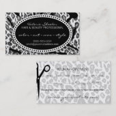 ユキヒョウのプリントの毛及び美しいのアポイントメントカード 予約カード (正面/裏面)