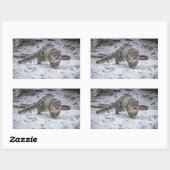 ユキヒョウの仔ストーカー 長方形シール (シート)