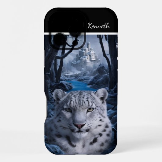 ユキヒョウの冬の見張り iPhoneケース (裏面)