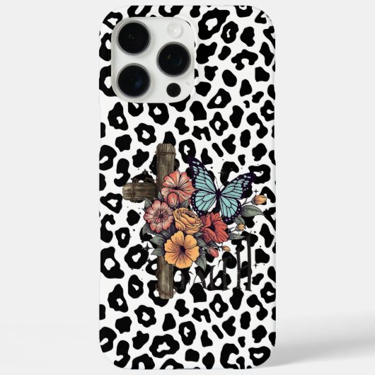 ユキヒョウの十字架、花と蝶々 Case-Mate iPhoneケース (裏面)