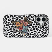 ユキヒョウの十字架、花と蝶々 iPhone 16ケース (裏面横)