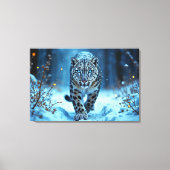 ユキヒョウの威厳のある冬の青い目の捕食者 キャンバスプリント (正面)