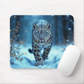 ユキヒョウの威厳のある冬の青い目の捕食者 マウスパッド (マウス)