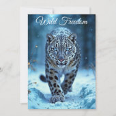 ユキヒョウの威厳のある冬の青い目の捕食者 招待状 (正面)