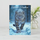 ユキヒョウの威厳のある冬の青い目の捕食者 招待状 (スタンド正面)