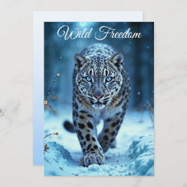 ユキヒョウの威厳のある冬の青い目の捕食者 招待状